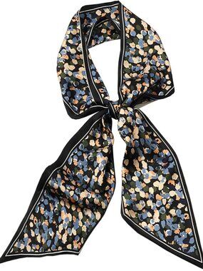 Women's Black Mottling Head Fashion Scarves Long Skinny Silky Hair Bags Scarf